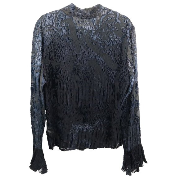 Komarov Textured Shirt Womens L Black Whimsigoth Fairy Grunge Dark Feminine Edgy - Picture 3 of 16